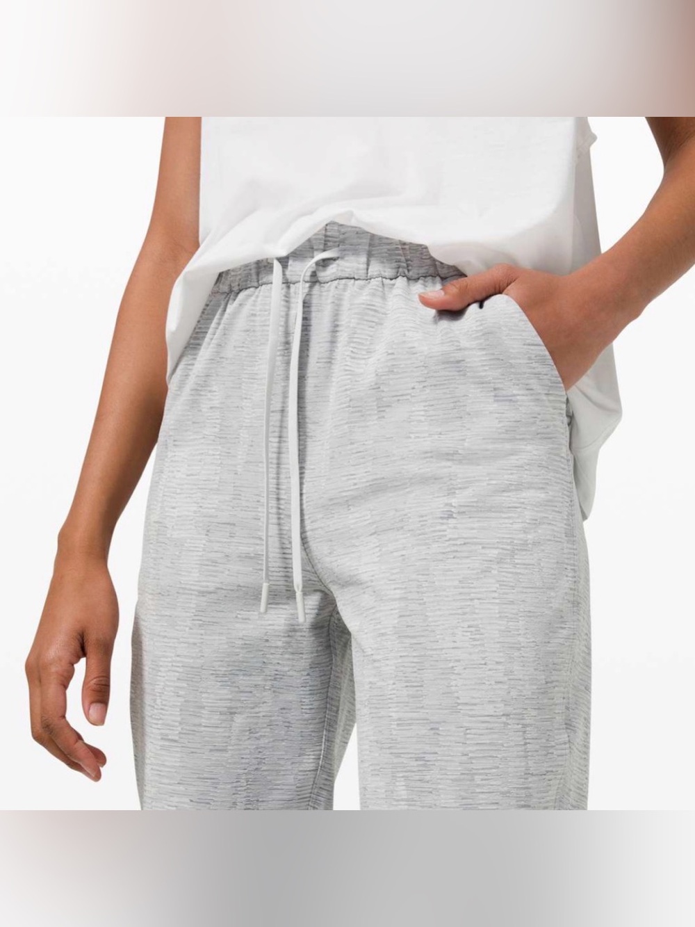 Lululemon Womens 4 Linear Tempo Silver Stretch High Rise Joggers Activewear - Picture 2 of 14
